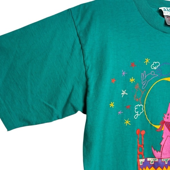 VTG Single Stitch Wearable Art Jeff Low Coyote Dreams Tee Size Large Teal - Picture 4 of 10